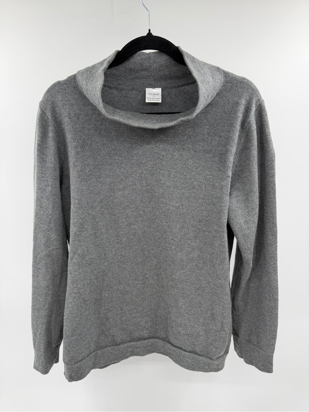 Fair Indigo Mock Funnel Neck Women’s Sweater Cotton‎ Baby Alpaca Gray Size Large